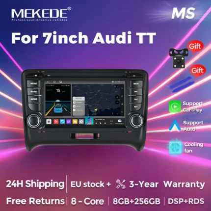 Android 14 Wireless CarPlay Car Radio Multimedia Video Player For Audi TT MK2 8J 2006-2014 Android Auto WiFi Bluetooth SWC 2Din GPS Navi Autoradio
